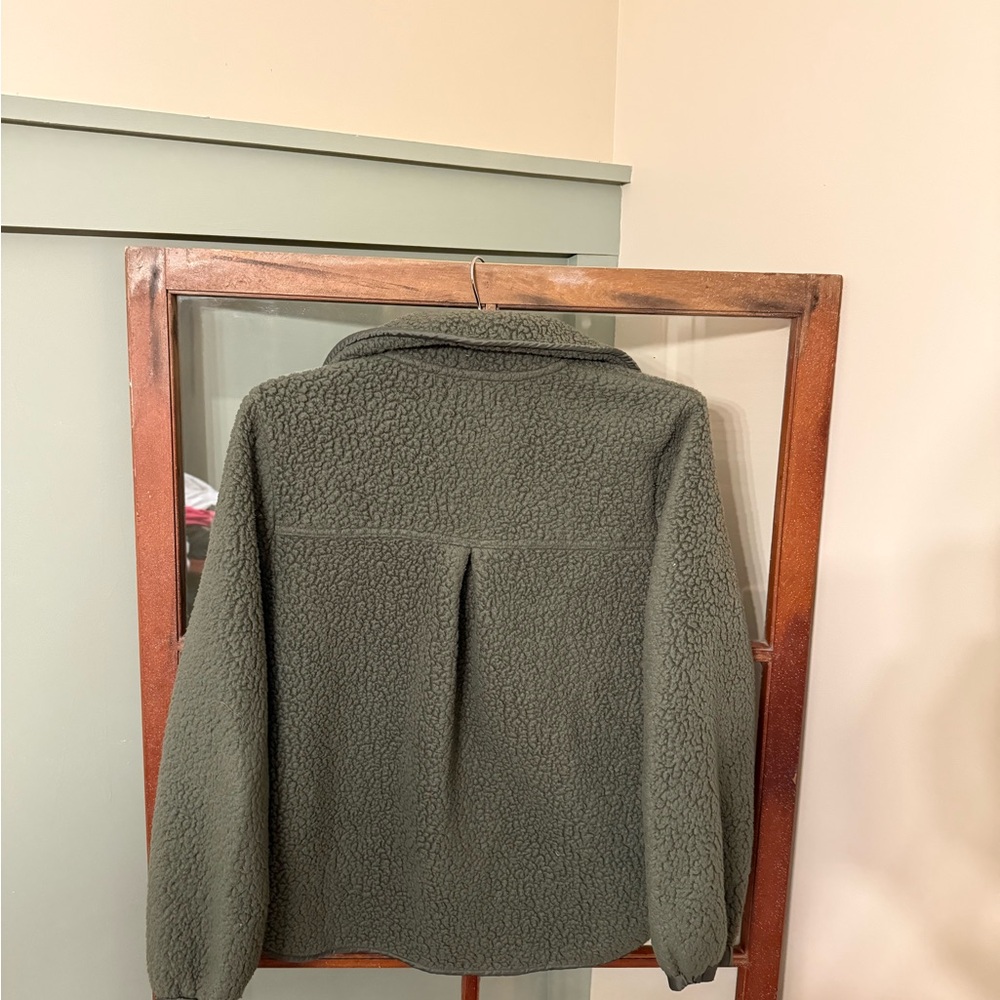 Madewell Green 1/4 Zip Sherpa Pullover | Size S - Picture 3 of 3